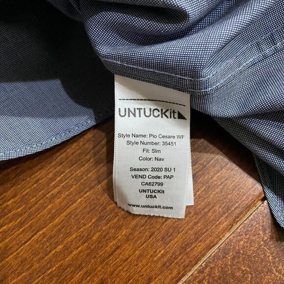 UNTUCKit Slim Fit Wrinkle Free Button Down Grey Dress Shirt Men's Size X-Large - Picture 8 of 10